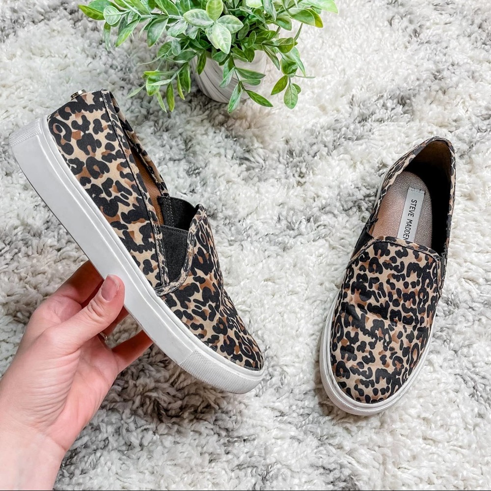Steve Madden Zarayy Cheetah Print Animal Print Slip On Canvas Sneakers S…